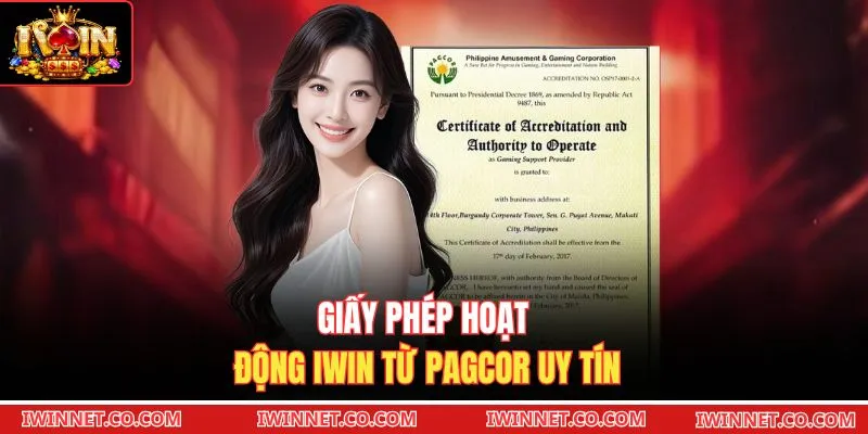 Giấy phép hoạt động Iwin từ PAGCOR uy tín